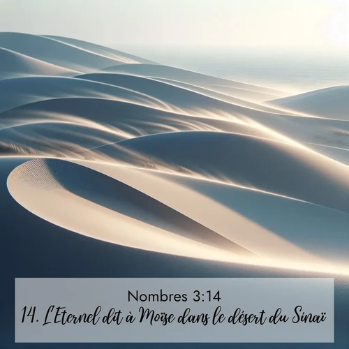 Segond21 Nombres  ; image nature: image avec le verset biblique :L&#039;Eternel dit à Moïse dans le désert du Sinaï: ;  ; 3:14