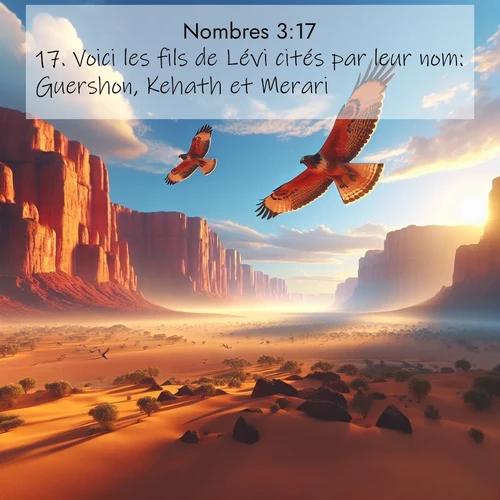 Segond21 Nombres  ; image nature: image avec le verset biblique :Voici les fils de Lévi cités par leur nom: Guershon, Kehath et Merari. ;  ; 3:17