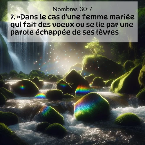 Segond21 Nombres  ; image nature: image avec le verset biblique :»Dans le cas d&#039;une femme mariée qui fait des voeux ou se lie par une parole échappée de ses lèvres, ;  ; 30:7