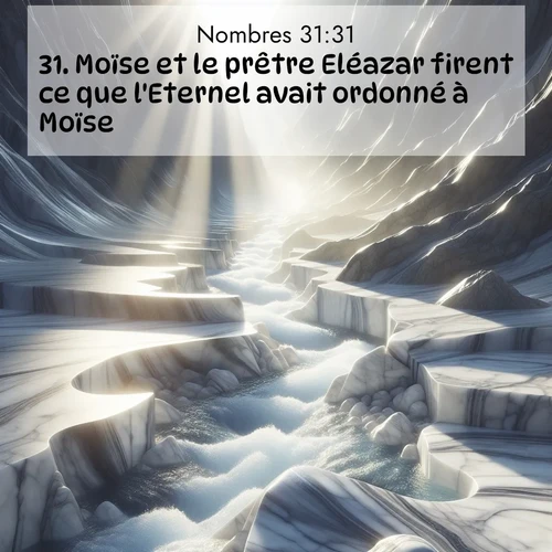 Segond21 Nombres  ; image nature: image avec le verset biblique :Moïse et le prêtre Eléazar firent ce que l&#039;Eternel avait ordonné à Moïse. ;  ; 31:31