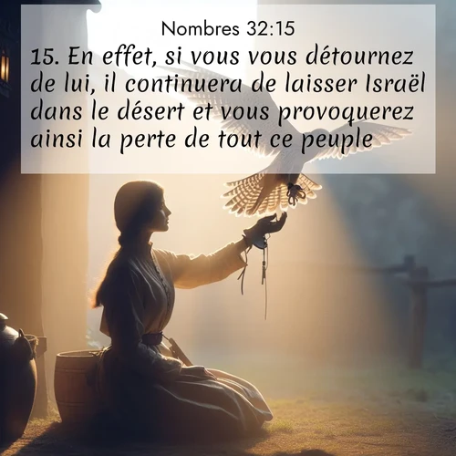 Segond21 Nombres  ; image nature: image avec le verset biblique :En effet, si vous vous détournez de lui, il continuera de laisser Israël dans le désert et vous provoquerez ainsi la perte de tout ce peuple.» ;  ; 32:15