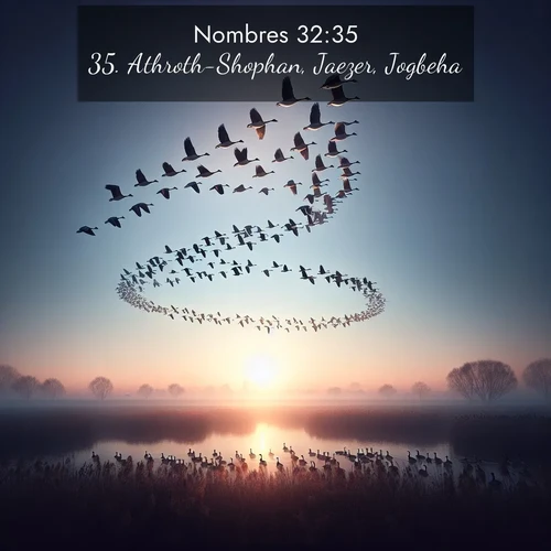 Segond21 Nombres  ; image nature: image avec le verset biblique :Athroth-Shophan, Jaezer, Jogbeha, ;  ; 32:35
