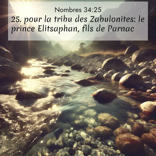 Segond21 Nombres  ; image nature: image avec le verset biblique :pour la tribu des Zabulonites: le prince Elitsaphan, fils de Parnac; ;  ; 34:25