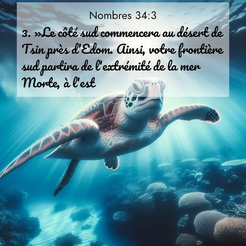 Segond21 Nombres  ; image nature: image avec le verset biblique :»Le côté sud commencera au désert de Tsin près d&#039;Edom. Ainsi, votre frontière sud partira de l&#039;extrémité de la mer Morte, à l&#039;est. ;  ; 34:3