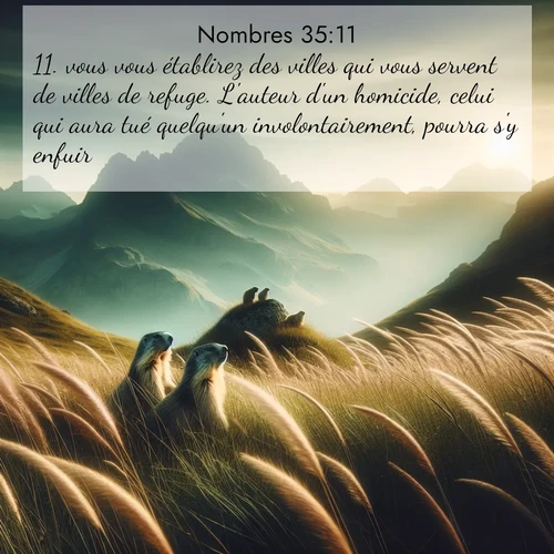 Segond21 Nombres  ; image nature: image avec le verset biblique :vous vous établirez des villes qui vous servent de villes de refuge. L&#039;auteur d&#039;un homicide, celui qui aura tué quelqu&#039;un involontairement, pourra s&#039;y enfuir. ;  ; 35:11