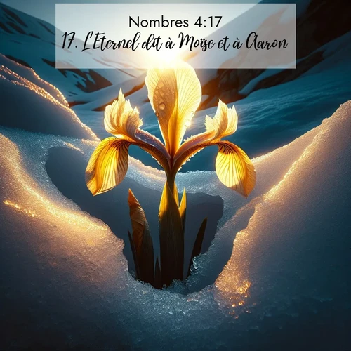 Segond21 Nombres  ; image nature: image avec le verset biblique :L&#039;Eternel dit à Moïse et à Aaron: ;  ; 4:17