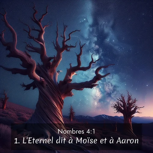 Segond21 Nombres  ; image nature: image avec le verset biblique :L&#039;Eternel dit à Moïse et à Aaron: ;  ; 4:1