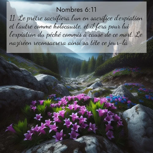 Segond21 Nombres  ; image nature: image avec le verset biblique :Le prêtre sacrifiera l&#039;un en sacrifice d&#039;expiation et l&#039;autre comme holocauste, et il fera pour lui l&#039;expiation du péché commis à cause de ce mort. Le naziréen reconsacrera ainsi sa tête ce jour-là. ;  ; 6:11
