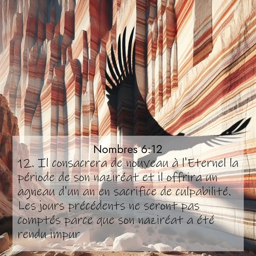 Segond21 Nombres  ; image nature: image avec le verset biblique :Il consacrera de nouveau à l&#039;Eternel la période de son naziréat et il offrira un agneau d&#039;un an en sacrifice de culpabilité. Les jours précédents ne seront pas comptés parce que son naziréat a été rendu impur. ;  ; 6:12