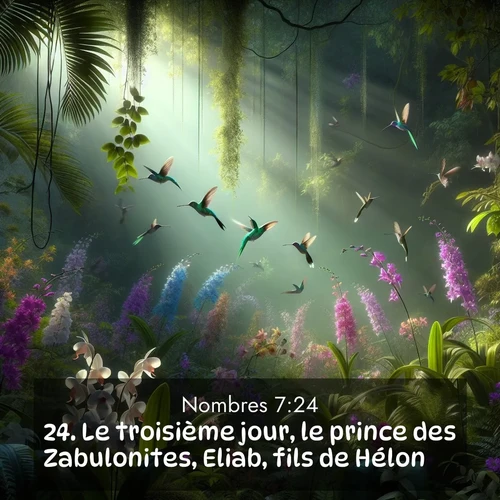 Segond21 Nombres  ; image nature: image avec le verset biblique :Le troisième jour, le prince des Zabulonites, Eliab, fils de Hélon, ;  ; 7:24