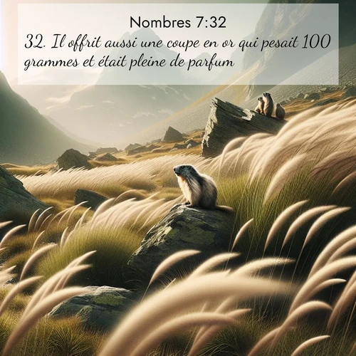 Segond21 Nombres  ; image nature: image avec le verset biblique :Il offrit aussi une coupe en or qui pesait 100 grammes et était pleine de parfum, ;  ; 7:32