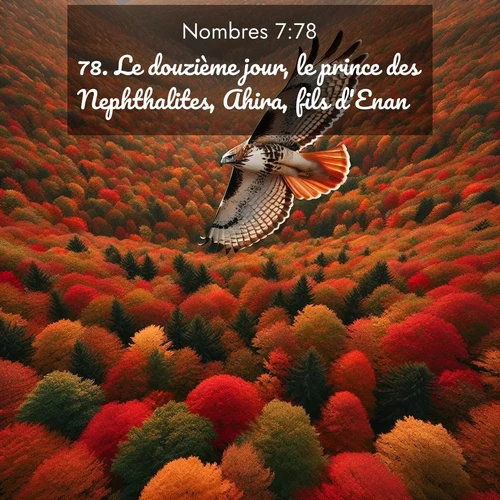 Segond21 Nombres  ; image nature: image avec le verset biblique :Le douzième jour, le prince des Nephthalites, Ahira, fils d&#039;Enan, ;  ; 7:78