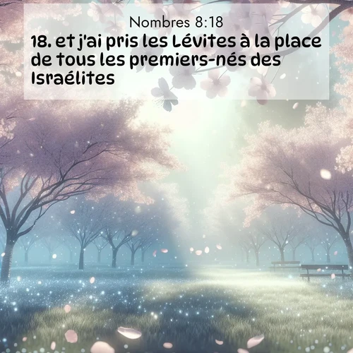 Segond21 Nombres  ; image nature: image avec le verset biblique :et j&#039;ai pris les Lévites à la place de tous les premiers-nés des Israélites. ;  ; 8:18