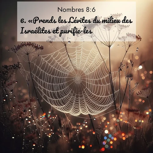 Segond21 Nombres  ; image nature: image avec le verset biblique :«Prends les Lévites du milieu des Israélites et purifie-les. ;  ; 8:6