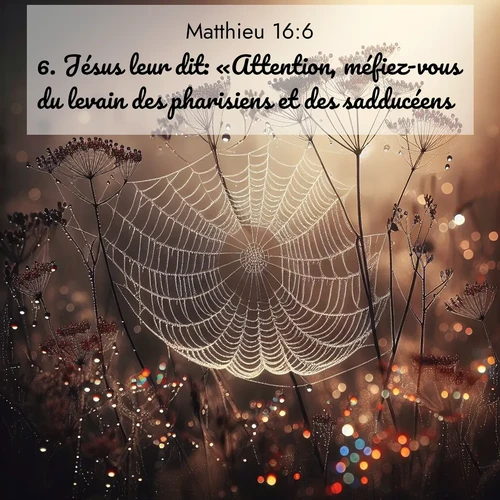 Segond21 Évangile selon Matthieu  ; image nature: image avec le verset biblique :Jésus leur dit: «Attention, méfiez-vous du levain des pharisiens et des sadducéens.» ;  ; 16:6