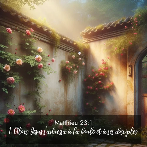 Segond21 Évangile selon Matthieu  ; image nature: image avec le verset biblique :Alors Jésus s&#039;adressa à la foule et à ses disciples ;  ; 23:1