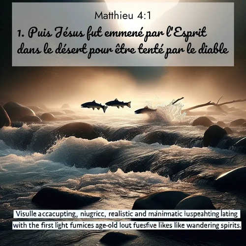 Segond21 Évangile selon Matthieu  ; image nature: image avec le verset biblique :Puis Jésus fut emmené par l&#039;Esprit dans le désert pour être tenté par le diable. ;  ; 4:1