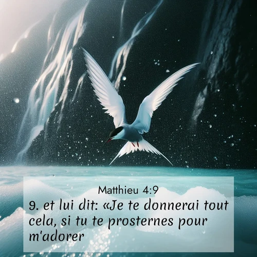 Segond21 Évangile selon Matthieu  ; image nature: image avec le verset biblique :et lui dit: «Je te donnerai tout cela, si tu te prosternes pour m&#039;adorer.» ;  ; 4:9