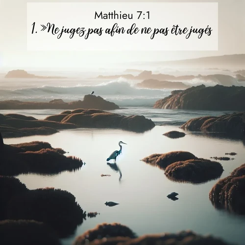 Segond21 Évangile selon Matthieu  ; image nature: image avec le verset biblique :»Ne jugez pas afin de ne pas être jugés, ;  ; 7:1