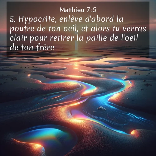 Segond21 Évangile selon Matthieu  ; image nature: image avec le verset biblique :Hypocrite, enlève d&#039;abord la poutre de ton oeil, et alors tu verras clair pour retirer la paille de l&#039;oeil de ton frère. ;  ; 7:5