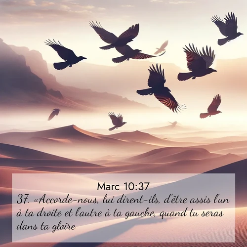Segond21 Évangile selon Marc  ; image nature: image avec le verset biblique :«Accorde-nous, lui dirent-ils, d&#039;être assis l&#039;un à ta droite et l&#039;autre à ta gauche, quand tu seras dans ta gloire.» ;  ; 10:37