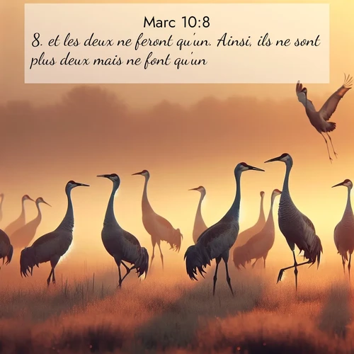Segond21 Évangile selon Marc  ; image nature: image avec le verset biblique :et les deux ne feront qu&#039;un. Ainsi, ils ne sont plus deux mais ne font qu&#039;un. ;  ; 10:8