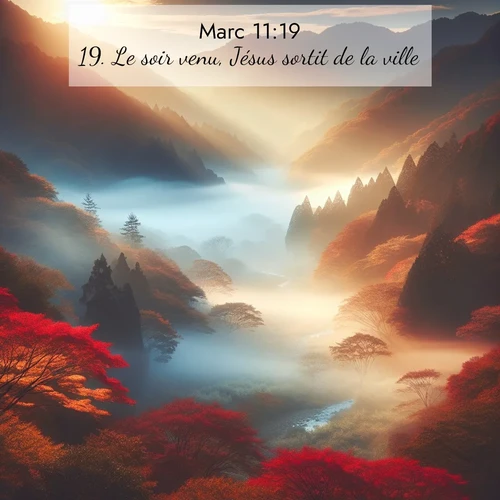 Segond21 Évangile selon Marc  ; image nature: image avec le verset biblique :Le soir venu, Jésus sortit de la ville. ;  ; 11:19