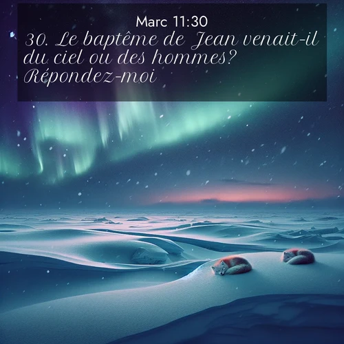 Segond21 Évangile selon Marc  ; image nature: image avec le verset biblique :Le baptême de Jean venait-il du ciel ou des hommes? Répondez-moi.» ;  ; 11:30