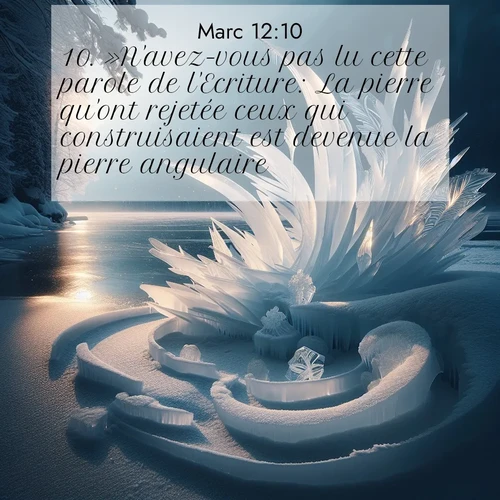 Segond21 Évangile selon Marc  ; image nature: image avec le verset biblique :»N&#039;avez-vous pas lu cette parole de l&#039;Ecriture: La pierre qu&#039;ont rejetée ceux qui construisaient est devenue la pierre angulaire; ;  ; 12:10