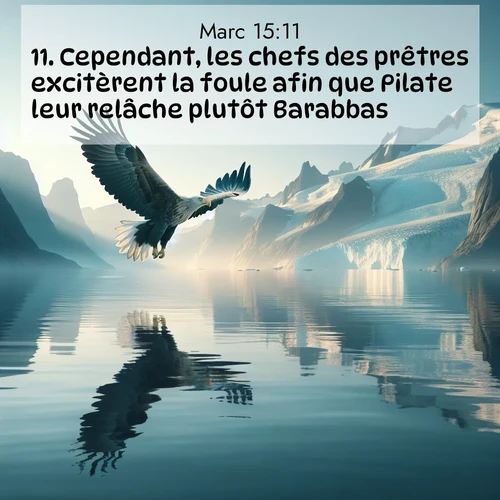 Segond21 Évangile selon Marc  ; image nature: image avec le verset biblique :Cependant, les chefs des prêtres excitèrent la foule afin que Pilate leur relâche plutôt Barabbas. ;  ; 15:11