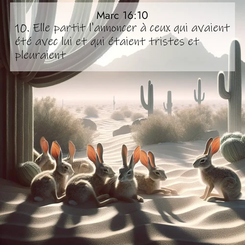 Segond21 Évangile selon Marc  ; image nature: image avec le verset biblique :Elle partit l&#039;annoncer à ceux qui avaient été avec lui et qui étaient tristes et pleuraient, ;  ; 16:10