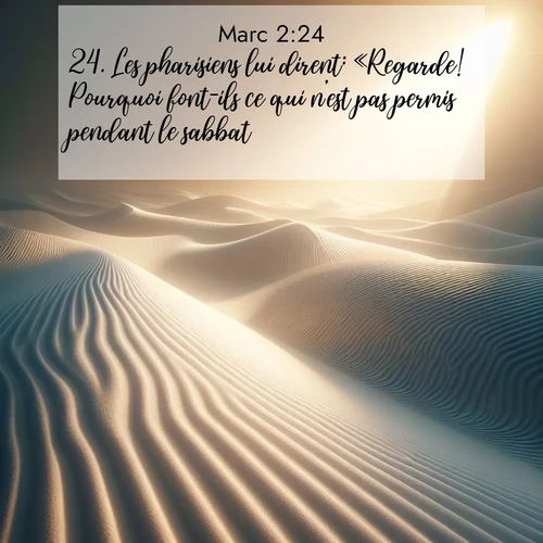 Segond21 Évangile selon Marc  ; image nature: image avec le verset biblique :Les pharisiens lui dirent: «Regarde! Pourquoi font-ils ce qui n&#039;est pas permis pendant le sabbat?» ;  ; 2:24