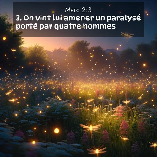 Segond21 Évangile selon Marc  ; image nature: image avec le verset biblique :On vint lui amener un paralysé porté par quatre hommes. ;  ; 2:3