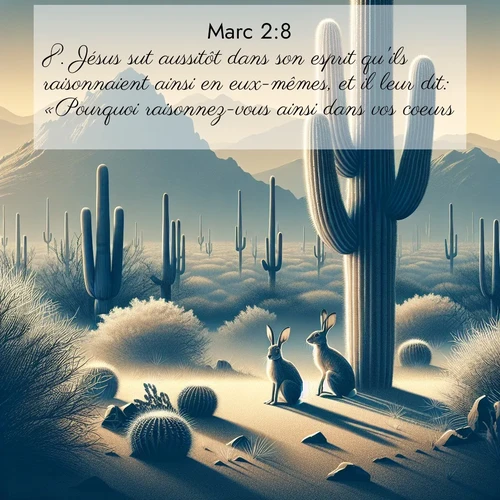 Segond21 Évangile selon Marc  ; image nature: image avec le verset biblique :Jésus sut aussitôt dans son esprit qu&#039;ils raisonnaient ainsi en eux-mêmes, et il leur dit: «Pourquoi raisonnez-vous ainsi dans vos coeurs? ;  ; 2:8