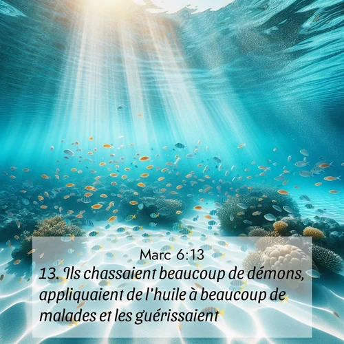 Segond21 Évangile selon Marc  ; image nature: image avec le verset biblique :Ils chassaient beaucoup de démons, appliquaient de l&#039;huile à beaucoup de malades et les guérissaient. ;  ; 6:13