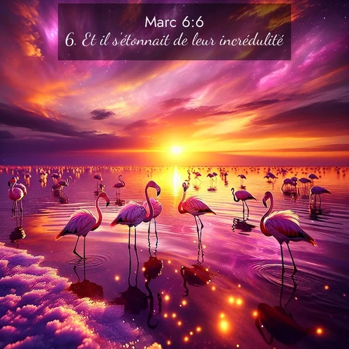 Segond21 Évangile selon Marc  ; image nature: image avec le verset biblique :Et il s&#039;étonnait de leur incrédulité. ;  ; 6:6