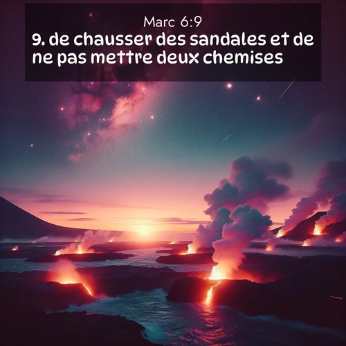 Segond21 Évangile selon Marc  ; image nature: image avec le verset biblique :de chausser des sandales et de ne pas mettre deux chemises. ;  ; 6:9