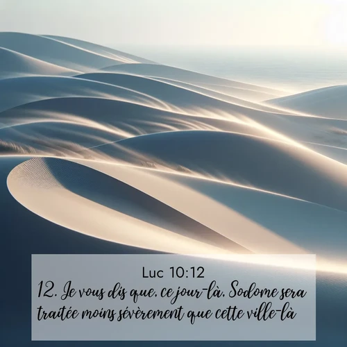 Segond21 Évangile selon Luc  ; image nature: image avec le verset biblique :Je vous dis que, ce jour-là, Sodome sera traitée moins sévèrement que cette ville-là. ;  ; 10:12