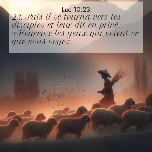 Segond21 Évangile selon Luc  ; image nature: image avec le verset biblique :Puis il se tourna vers les disciples et leur dit en privé: «Heureux les yeux qui voient ce que vous voyez! ;  ; 10:23