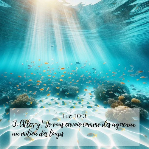 Segond21 Évangile selon Luc  ; image nature: image avec le verset biblique :Allez-y! Je vous envoie comme des agneaux au milieu des loups. ;  ; 10:3