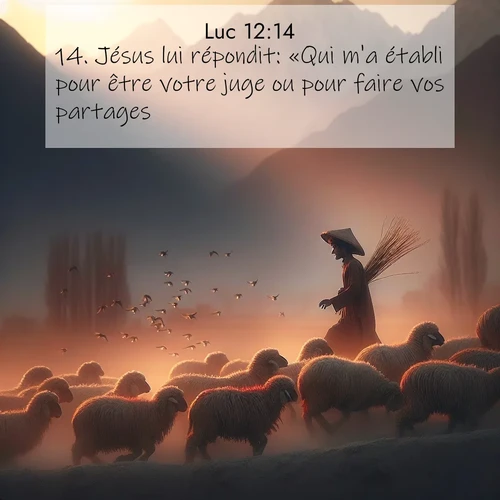 Segond21 Évangile selon Luc  ; image nature: image avec le verset biblique :Jésus lui répondit: «Qui m&#039;a établi pour être votre juge ou pour faire vos partages?» ;  ; 12:14