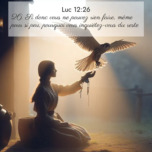 Segond21 Évangile selon Luc  ; image nature: image avec le verset biblique :Si donc vous ne pouvez rien faire, même pour si peu, pourquoi vous inquiétez-vous du reste? ;  ; 12:26
