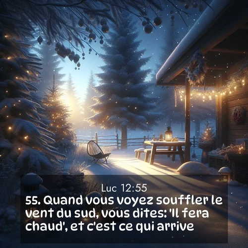 Segond21 Évangile selon Luc  ; image nature: image avec le verset biblique :Quand vous voyez souffler le vent du sud, vous dites: &#039;Il fera chaud&#039;, et c&#039;est ce qui arrive. ;  ; 12:55