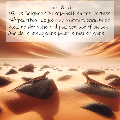 Segond21 Évangile selon Luc  ; image nature: image avec le verset biblique :Le Seigneur lui répondit en ces termes: «Hypocrites! Le jour du sabbat, chacun de vous ne détache-t-il pas son boeuf ou son âne de la mangeoire pour le mener boire? ;  ; 13:15