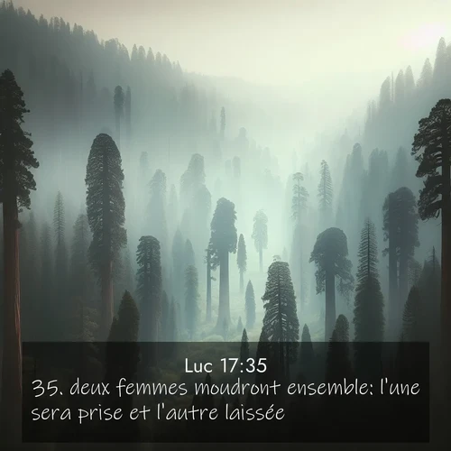 Segond21 Évangile selon Luc  ; image nature: image avec le verset biblique :deux femmes moudront ensemble: l&#039;une sera prise et l&#039;autre laissée; ;  ; 17:35