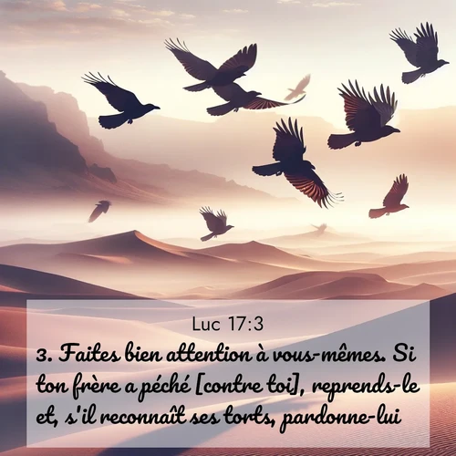 Segond21 Évangile selon Luc  ; image nature: image avec le verset biblique :Faites bien attention à vous-mêmes. Si ton frère a péché [contre toi], reprends-le et, s&#039;il reconnaît ses torts, pardonne-lui. ;  ; 17:3