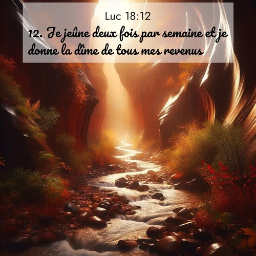 Segond21 Évangile selon Luc  ; image nature: image avec le verset biblique :Je jeûne deux fois par semaine et je donne la dîme de tous mes revenus.&#039; ;  ; 18:12