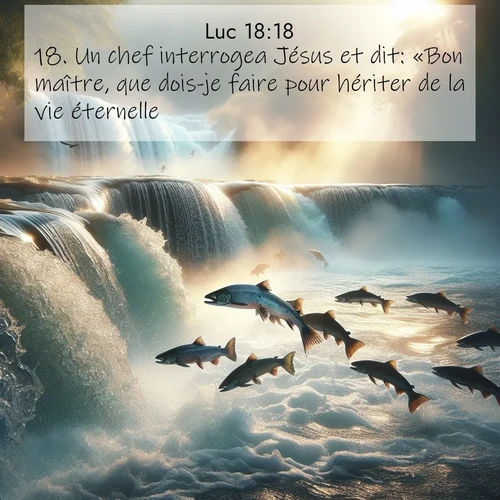 Segond21 Évangile selon Luc  ; image nature: image avec le verset biblique :Un chef interrogea Jésus et dit: «Bon maître, que dois-je faire pour hériter de la vie éternelle?» ;  ; 18:18
