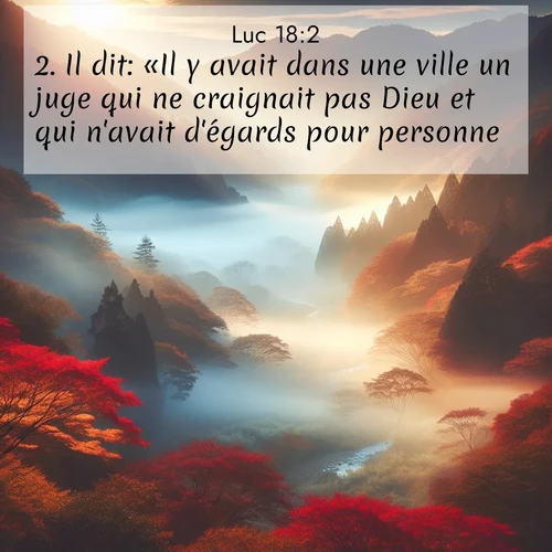 Segond21 Évangile selon Luc  ; image nature: image avec le verset biblique :Il dit: «Il y avait dans une ville un juge qui ne craignait pas Dieu et qui n&#039;avait d&#039;égards pour personne. ;  ; 18:2