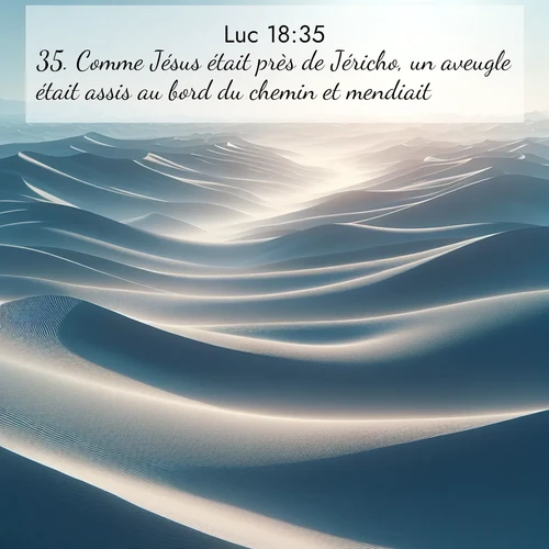 Segond21 Évangile selon Luc  ; image nature: image avec le verset biblique :Comme Jésus était près de Jéricho, un aveugle était assis au bord du chemin et mendiait. ;  ; 18:35